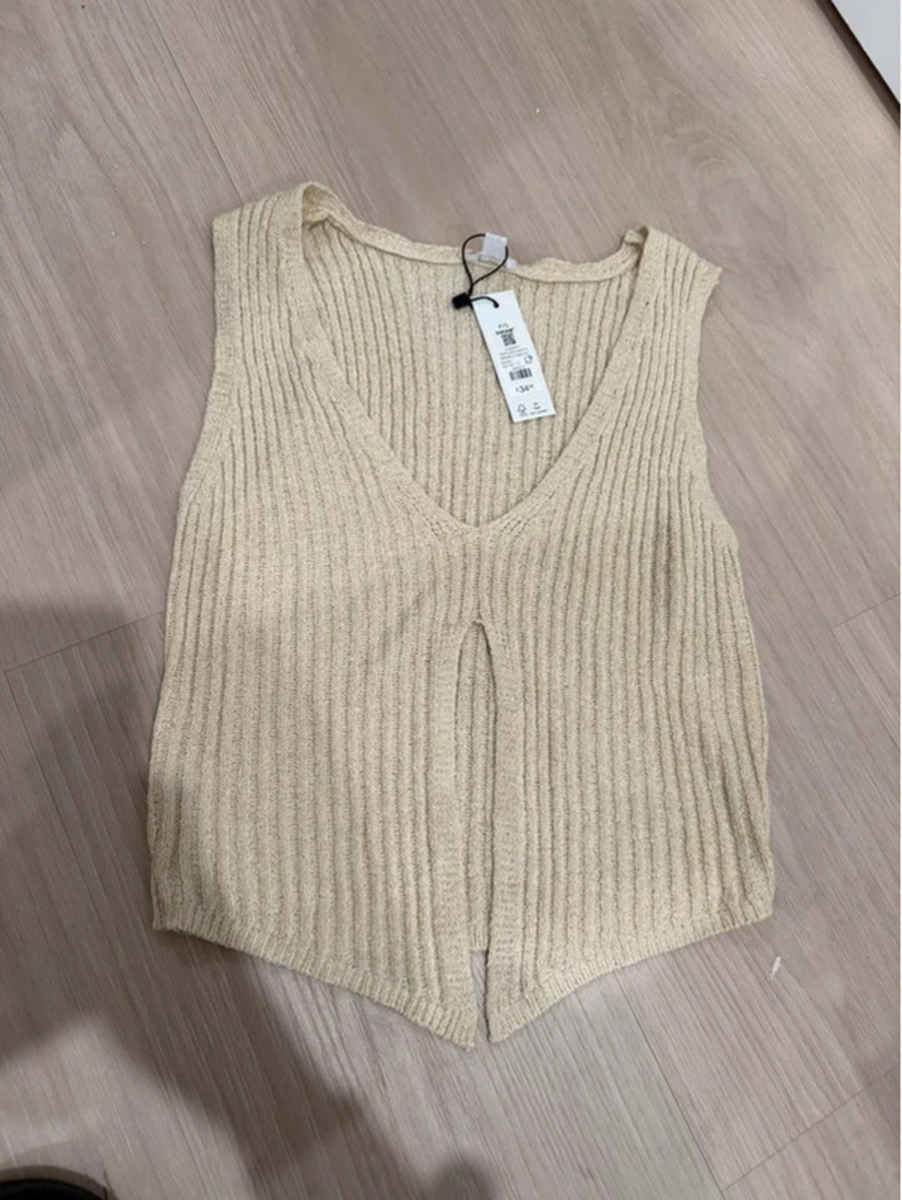 Garage Cream Ribbed Knit Sweater Vest or tank Small NWT